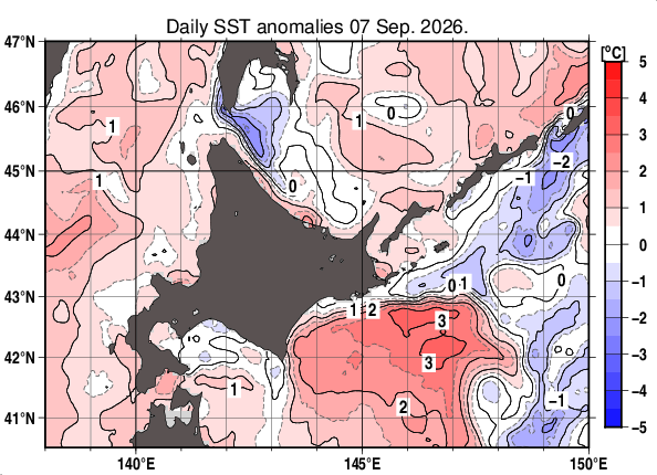 海水温平年差 2026年09月07日